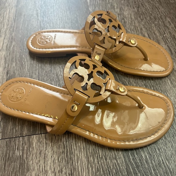 Patent Tan Tory Burch Miller Sandals - Picture 3 of 5